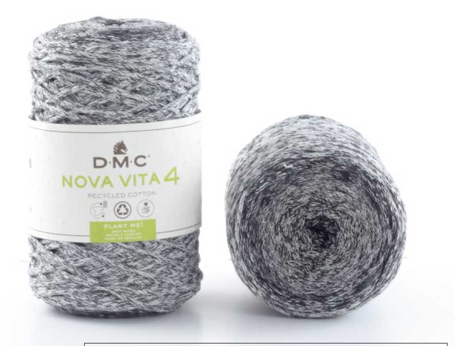 Nova Vita 4 Color Häkel- Makramee und Strickgarn von DMC 0122 - grau schwarz