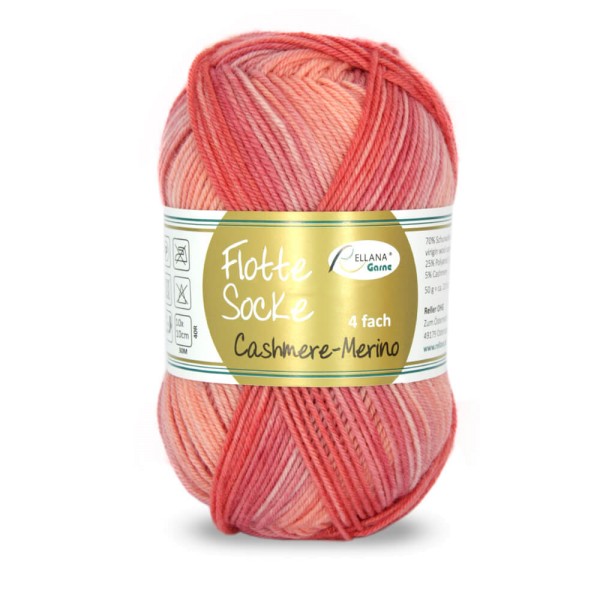 Flotte Socke Cashmere-Merino - 4-fach Sockenwolle 1329 - apricot-lachs-rosa