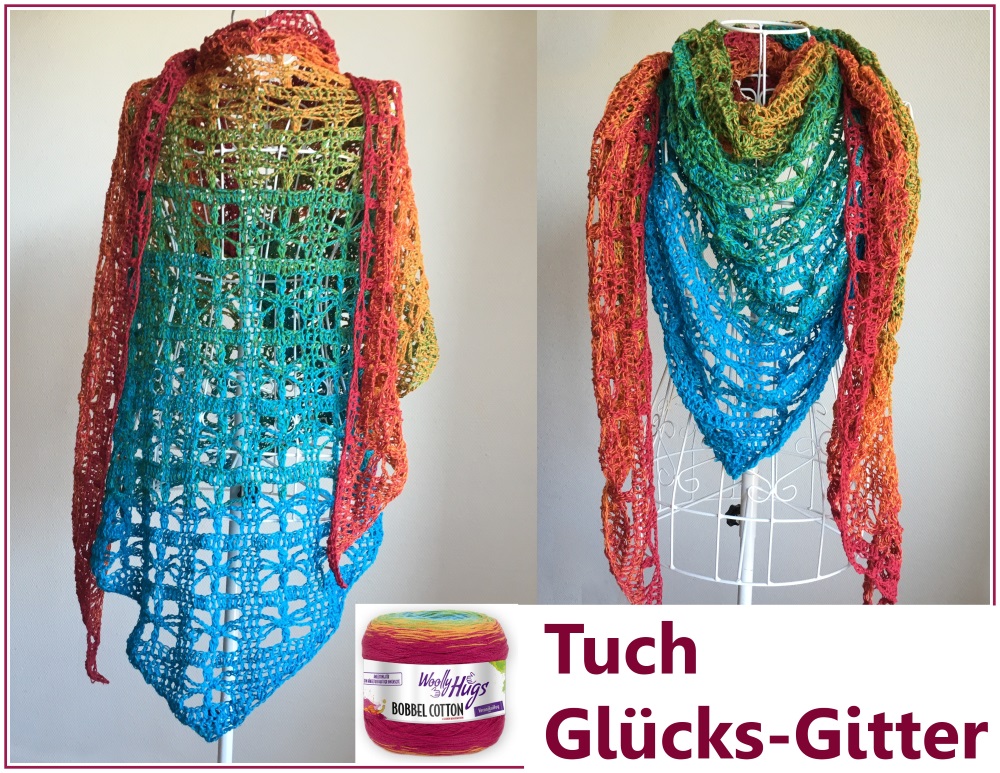 Tuch Glücks-Gitter | Einzelanleitung | Wolle BOBBEL cotton 800m  | Häkeln | Veronika Hug