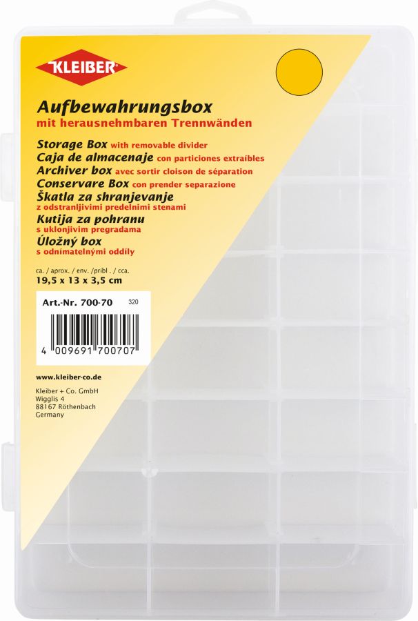 Aufbewahrungsbox Kunststoff von Kleiber mittel - ca. 20 cm x 13,3 cm x 3,8 cm