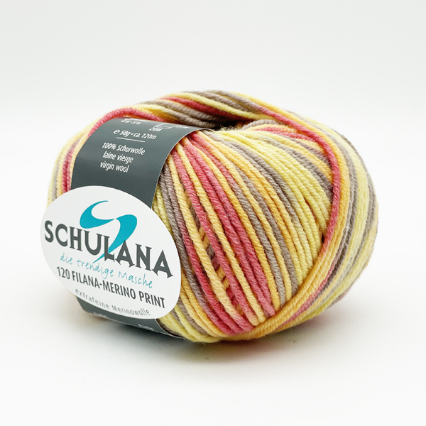 Filana-Merino 120 Print von Schulana 0137 - gelb/rot/schlamm