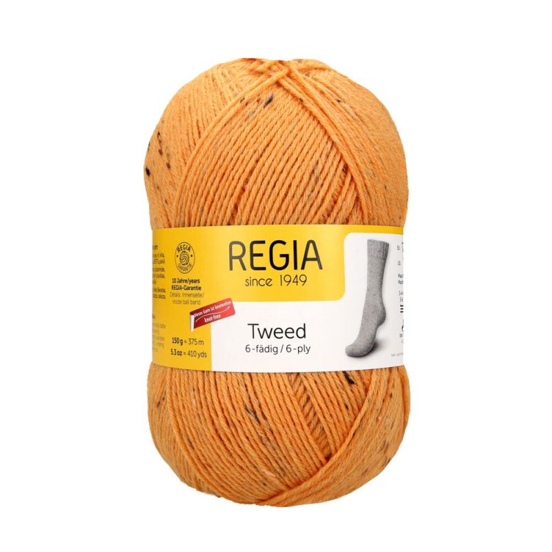 Sockenwolle Tweed 6-fach 150 g von Regia 0022 gold