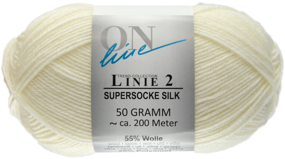 Supersocke Silk Linie 2 Uni 4-fach von ONline 0023 - naturweiß