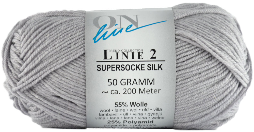 Supersocke Silk Linie 2 Uni 4-fach von ONline 0028 - silbergrau