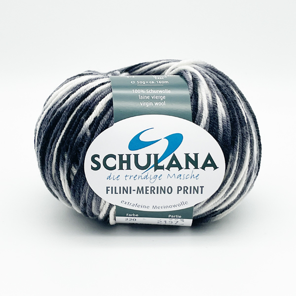 Filini-Merino Print von Schulana 0220 - weiß/grau/schwarz