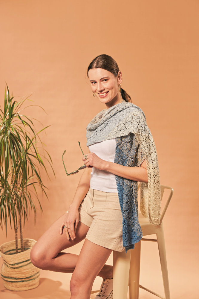 Stola Diagonale Rauten | Anleitungsheft | Wolle BOBBEL cotton 800m  | Stricken | Veronika Hug, Woolly Hugs, Christophorus Verlag