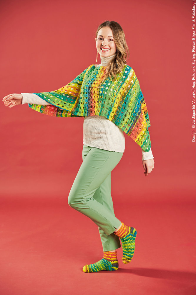 Poncho mit Sommersocken | Anleitungsheft | Wolle Paint Socks  | Häkeln | Veronika Hug, Woolly Hugs, Christophorus Verlag