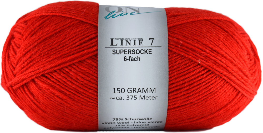 Supersocke 6-fach Uni, ONline Linie 7 (150g) 0021 - rot