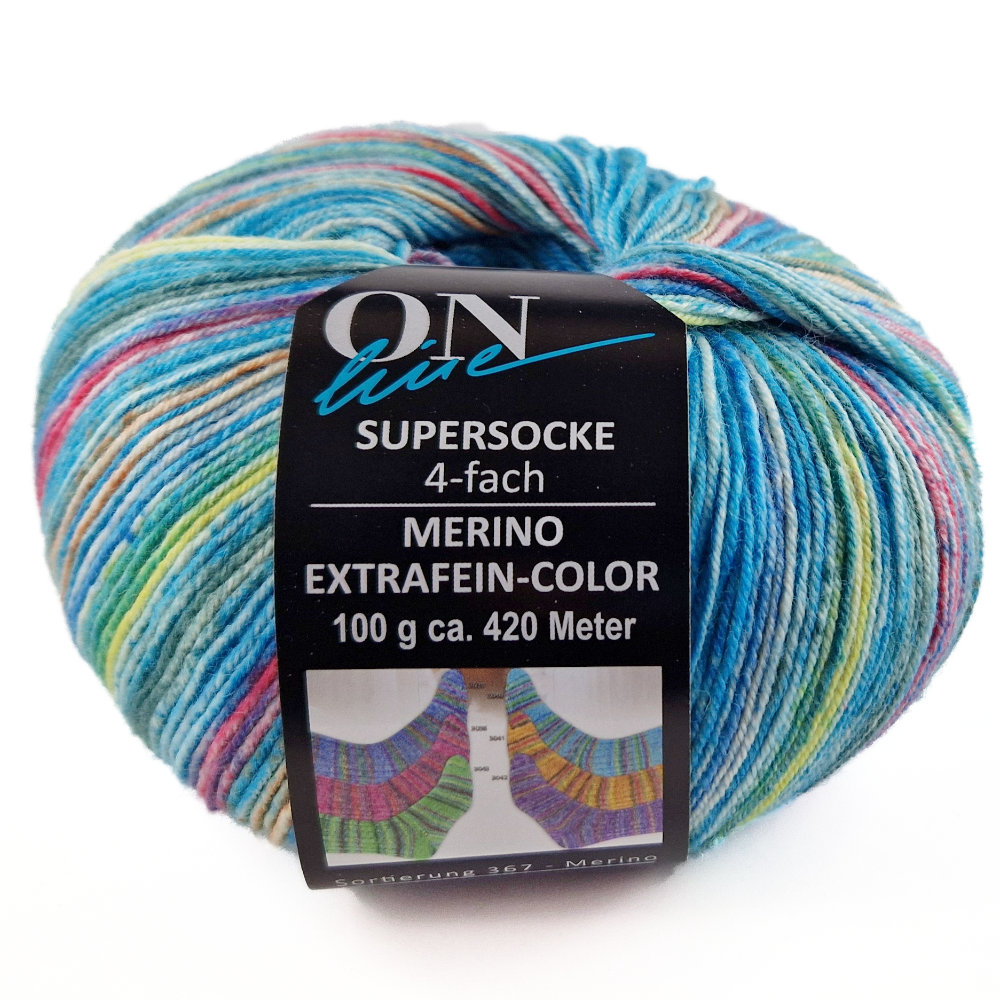 Supersocke Merino Extrafein Sort. 367 Color 4-fach von ONline 3040 Supersocke Merino Extrafein Sort. 367 Color 4-fach von ONline 3040