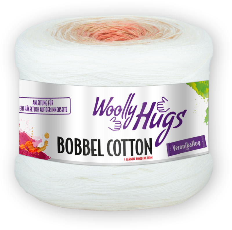 BOBBEL cotton 800m von Woolly Hugs 0058 - natur / lachs