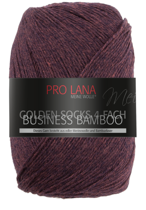 Golden Socks Business Bamboo - 4-fach Sockenwolle von Pro Lana 0506 - aubergine melange