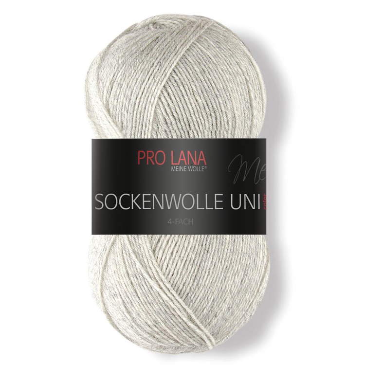 Sockenwolle uni - 4-fach von Pro Lana 0403 - hellgrau melange