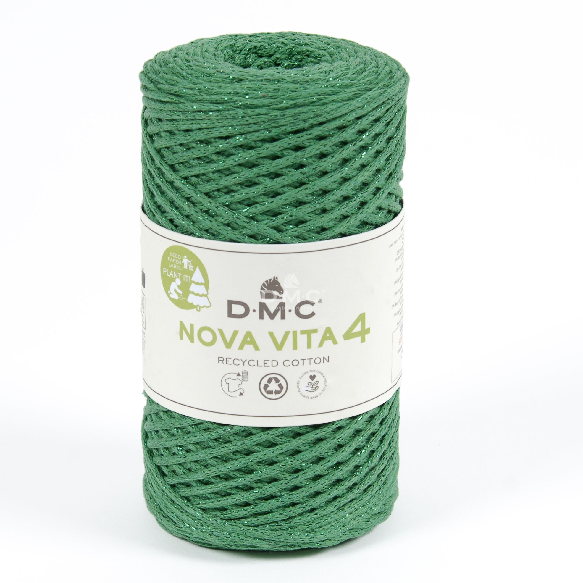 Nova Vita 4 Metallic Effects Häkel- Makramee und Strickgarn von DMC 0008 - grün metallic