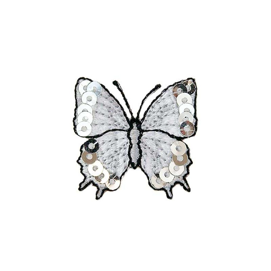 Applikation Schmetterling ca. 2,0 x 3,0 cm silber