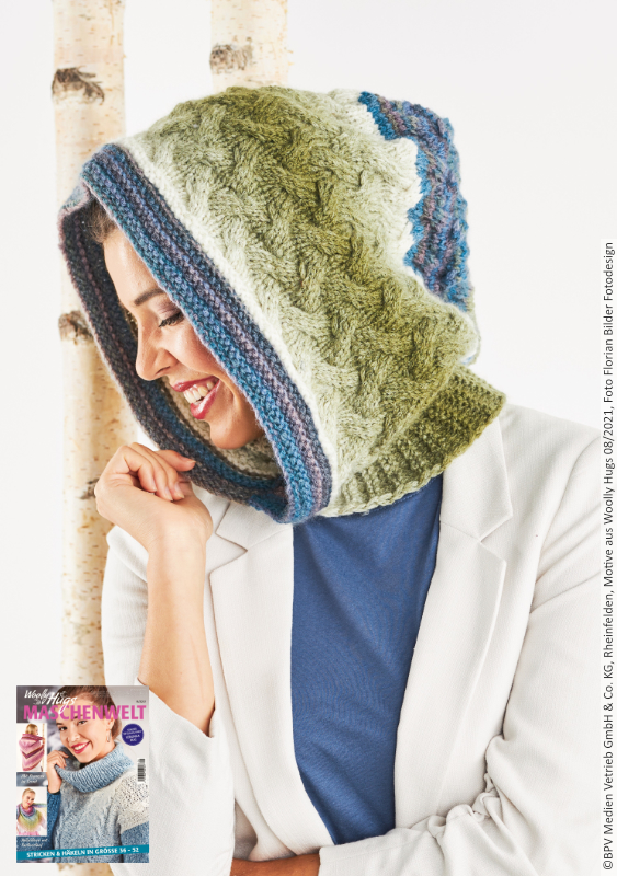 Kapuze XL Zöpfe | Anleitung aus Heft | Stricken | Woolly Hugs