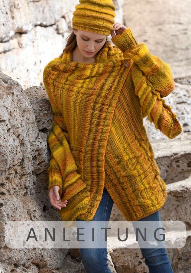 Quergestrickte Wickeljacke | Einzelanleitung | Wolle Fano Linie 359  | Stricken | ONline