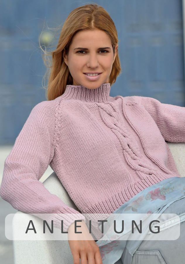 Kurzer Zopfpullover | Einzelanleitung | Wolle Cora Linie 20  | Stricken | ONline