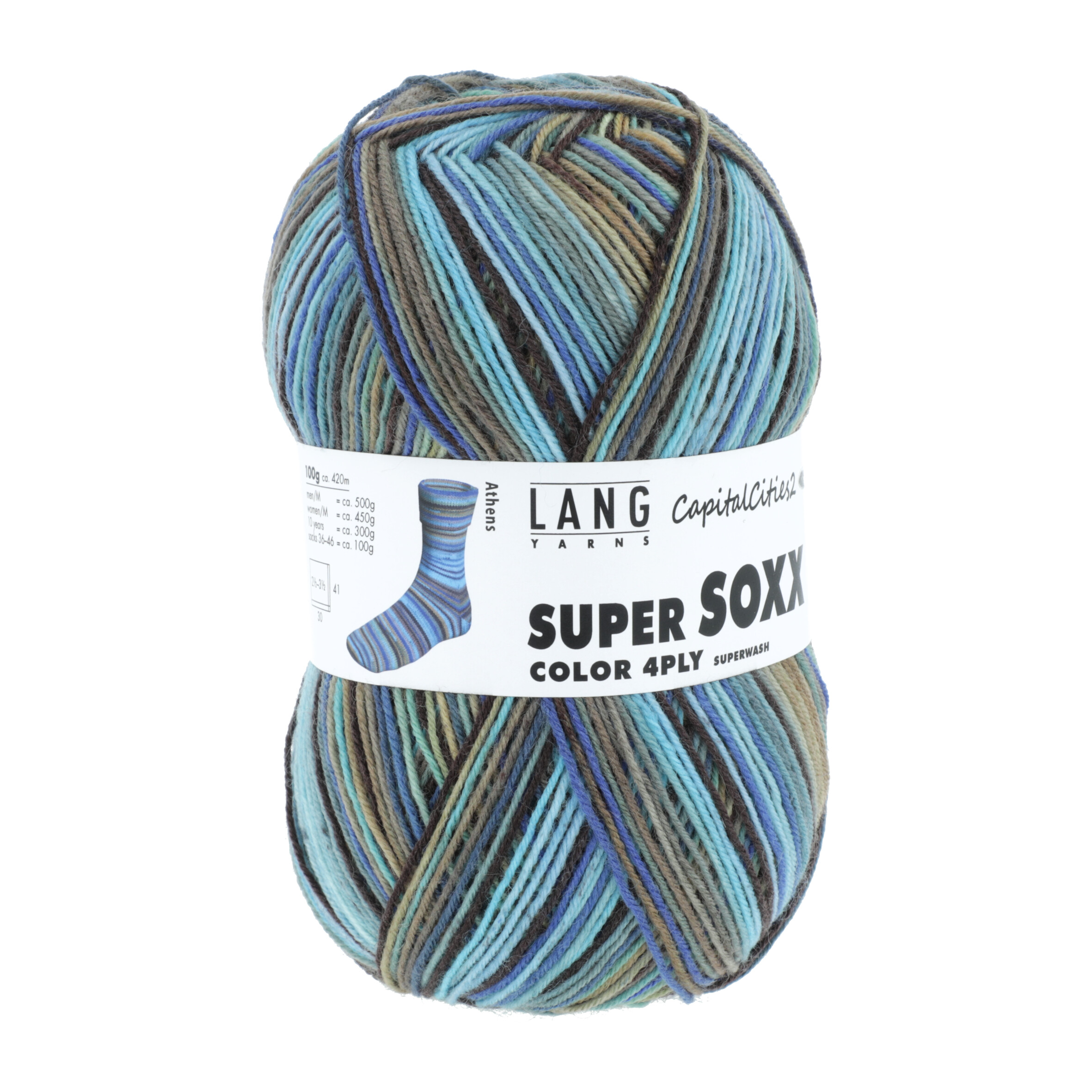 Super Soxx 4-fach von Lang Yarns Capital Cities 2 - 0385 - Athens