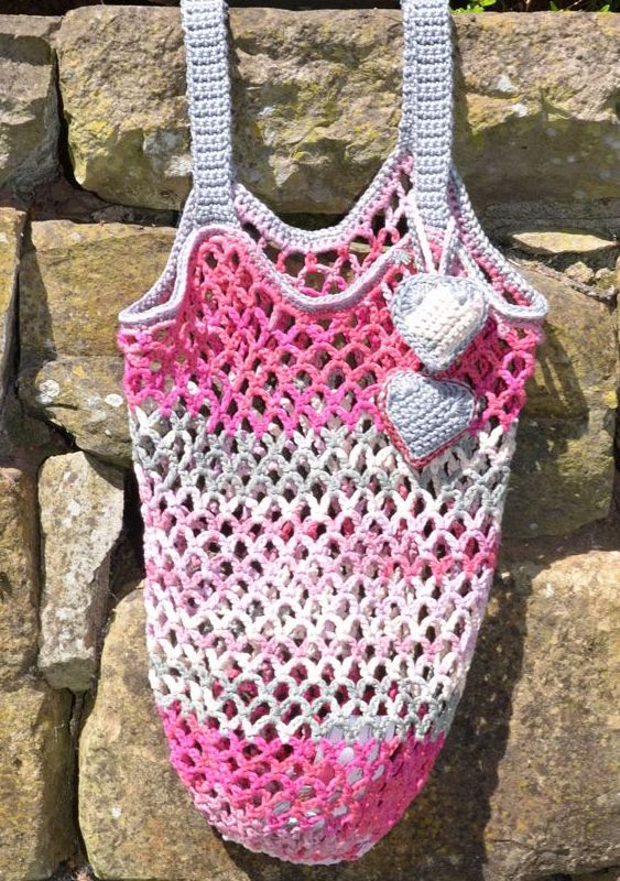 Häkelnetz Lollipop | Einzelanleitung | Wolle Arona, ONline Linie 346 0115 - pink / rot / grau | Häkeln | Annemarie