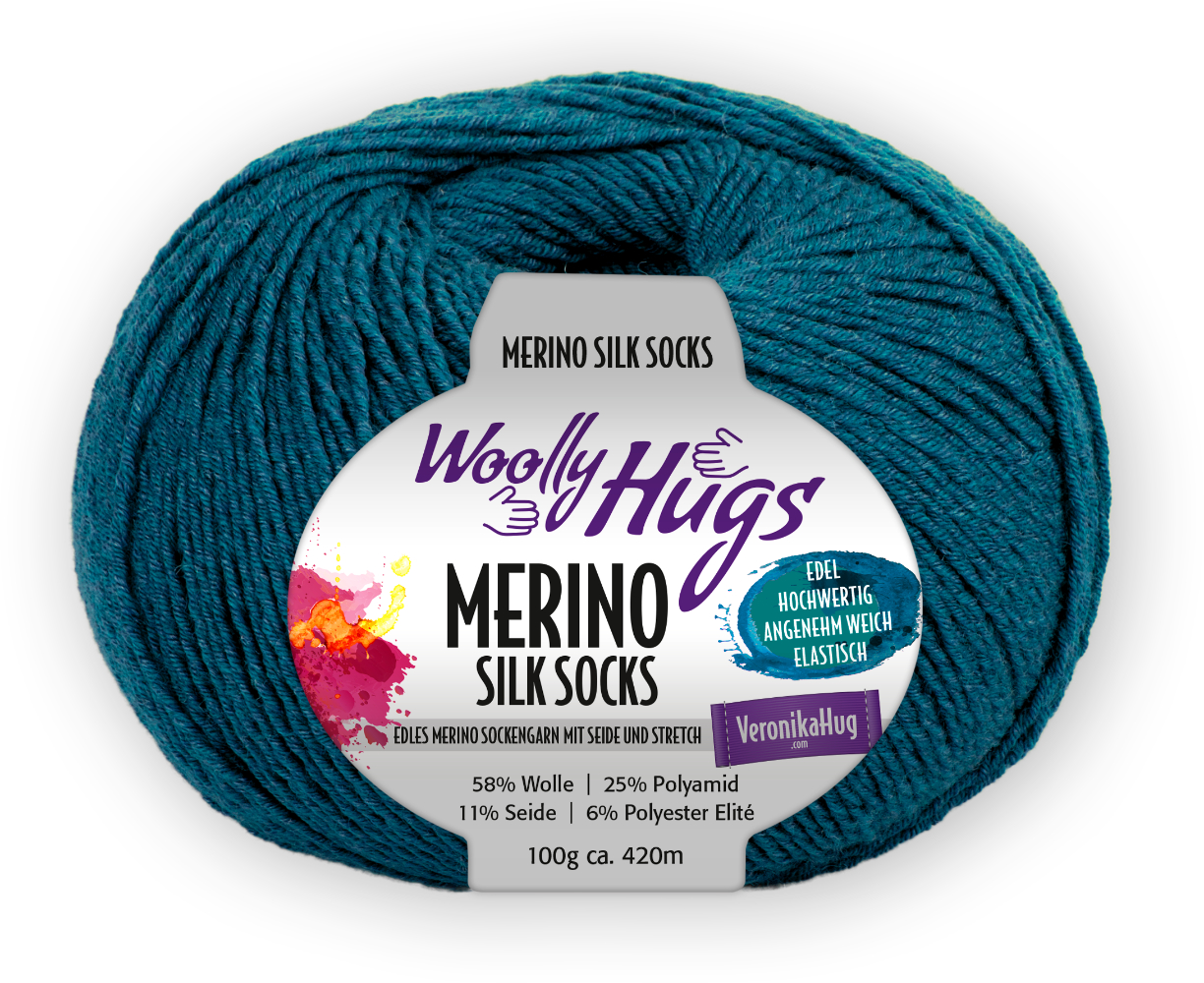 Merino Silk Socks Stretch, 4-fach von Woolly Hugs 0266 - smaragd