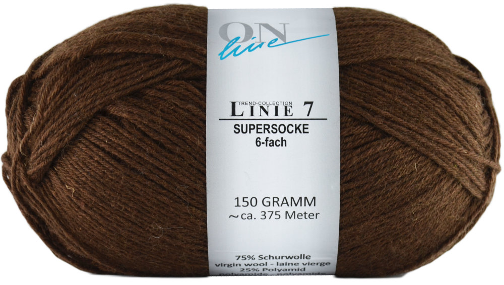 Supersocke 6-fach Uni, ONline Linie 7 (150g) 0014 - braun