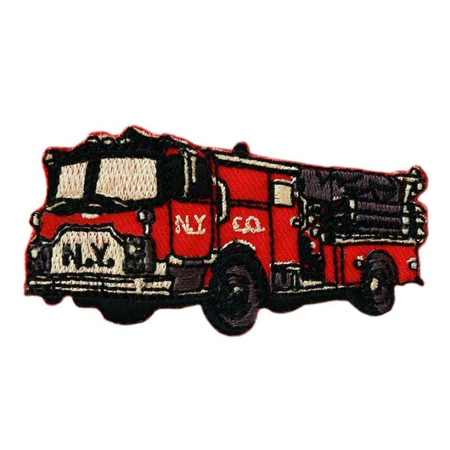 Applikation Feuerwehrauto, klein ca. 2,5 x 6,5 cm farbig
