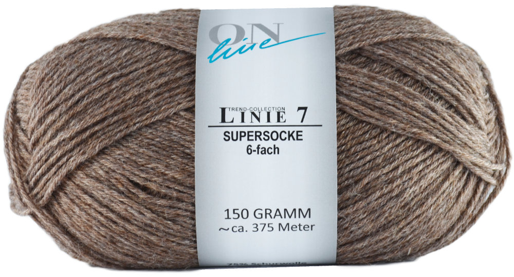 Supersocke 6-fach Linie 7 Uni von ONline 0103 - birke melange