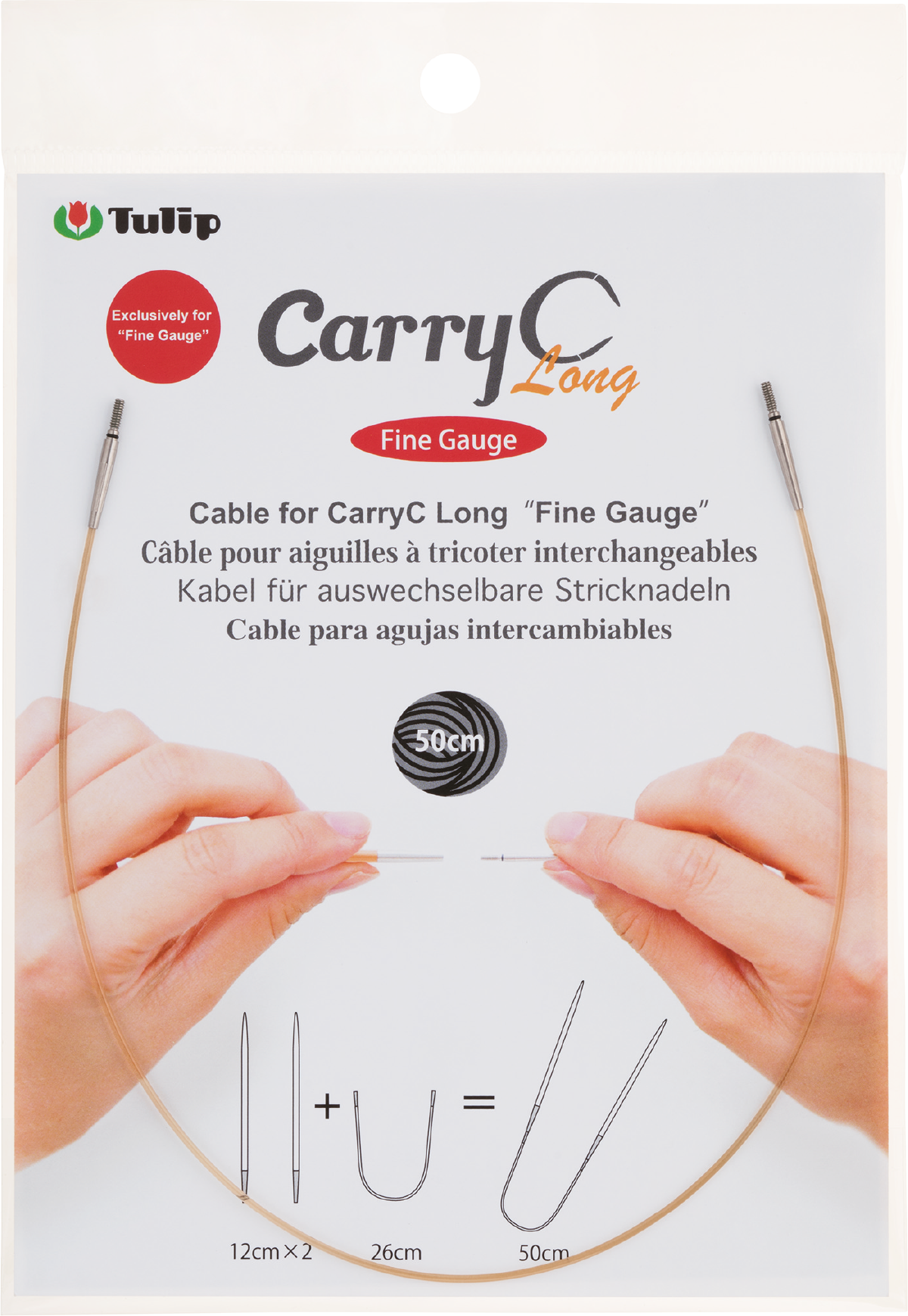 Seile für Nadelsptitzen carryC "feine Stärken" von Tulip 36 cm für 60 cm lange Rundstricknadel