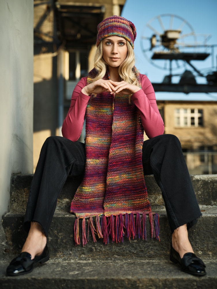 Schal im Fantasiemuster  | Wollpaket mit Laos Kettgarn  | Stricken | Pro Lana Schal im Fantasiemuster  | Wollpaket mit Laos Kettgarn  | Stricken | Pro Lana