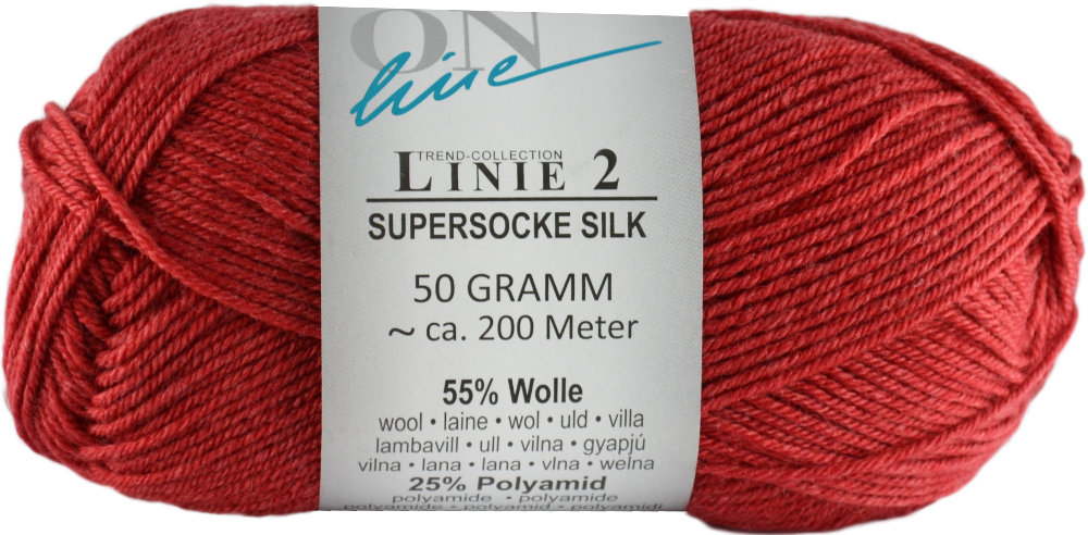 Supersocke Silk Uni Linie 2 von ONline 0019 - rot