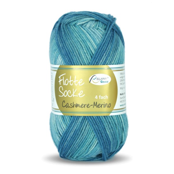 Flotte Socke Cashmere-Merino - 4-fach Sockenwolle 1323 - petrol-türkis-blau