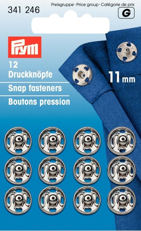 Druckknöpfe zum Annähen silberfarbig von Prym Ø 11 mm, 12 Sück