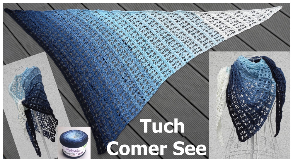 Tuch Comer See | Wollpaket mit BOBBEL cotton 800m | Häkeln