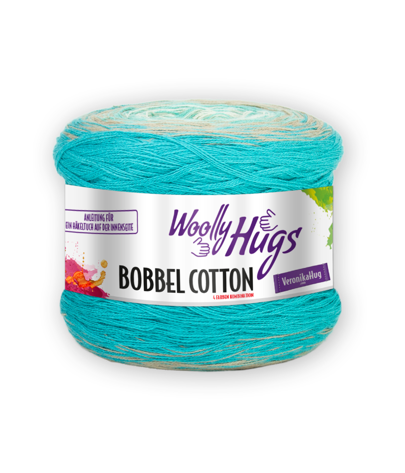 BOBBEL cotton 800m von Woolly Hugs 0051 - natur / beige / türkis / wintertürkis