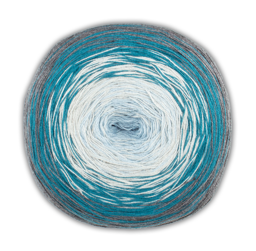 BOBBEL cotton 800m von Woolly Hugs 0052 - grau / petrol / silber