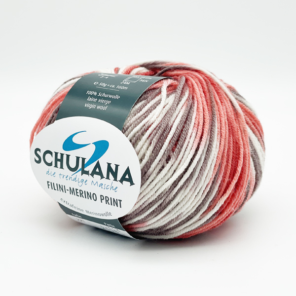 Filini-Merino Print 0221 - weiß/braun/lachs