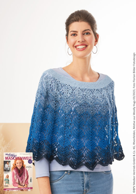 Poncho Ozeantiefe | Anleitungsheft | Wolle BOBBEL cotton 800m  | Häkeln | Veronika Hug, Woolly Hugs, Christophorus Verlag