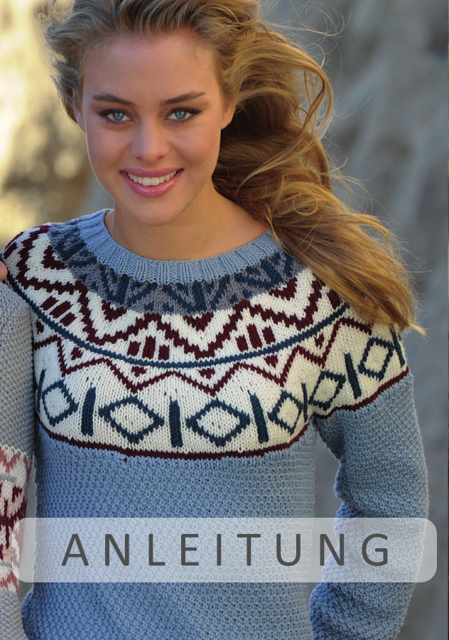 Pullover mit Jacquardrundpasse | Einzelanleitung | Wolle Starwool Linie 4  | Stricken | ONline