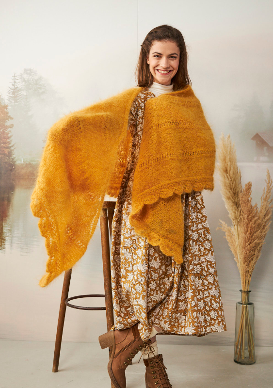 Tuch mit Ajourbordüre | Anleitungsheft | Wolle Kid Mohair 100  | Stricken | Pro Lana