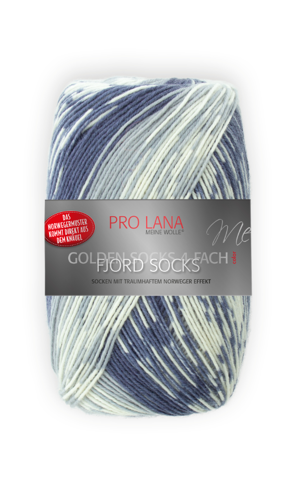 Fjord Socks - 4-fach Sockenwolle von Pro Lana 0191 - dunkelblau / jeans / weiß