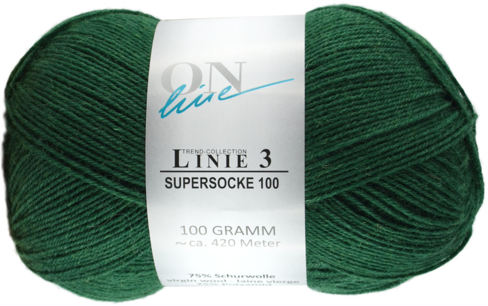 Supersocke 100 Linie 3 Uni 4-fach von ONline 0053 - grasgrün