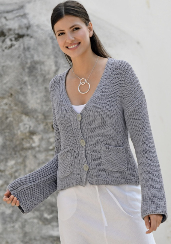 Kurzjacke im Halbpatent | Wollpaket mit Cotton Sensitive Linie 24 | Stricken