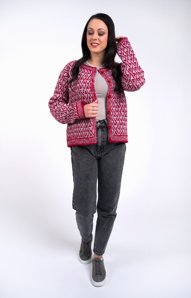 Zweifarbige Jacke mit Mosaik-Muster | Anleitungsheft | Wolle Italy Wool 150  | Stricken | Pro Lana