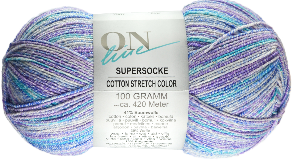 Supersocke Cotton Stretch Sort. 347 Color 4-fach von ONLine 2907 - blau/lila Alle Supersocke Cotton Stretch Sort. 347 Color 4-fach von ONLine 2907 - blau/lila Alle