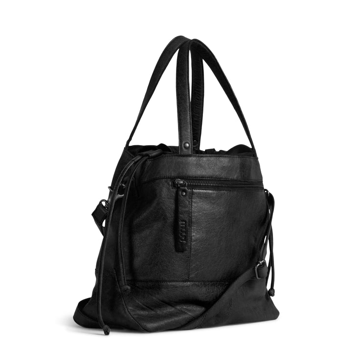 lofoten - handgefertigte projekttasche aus leder / shopper von muud black