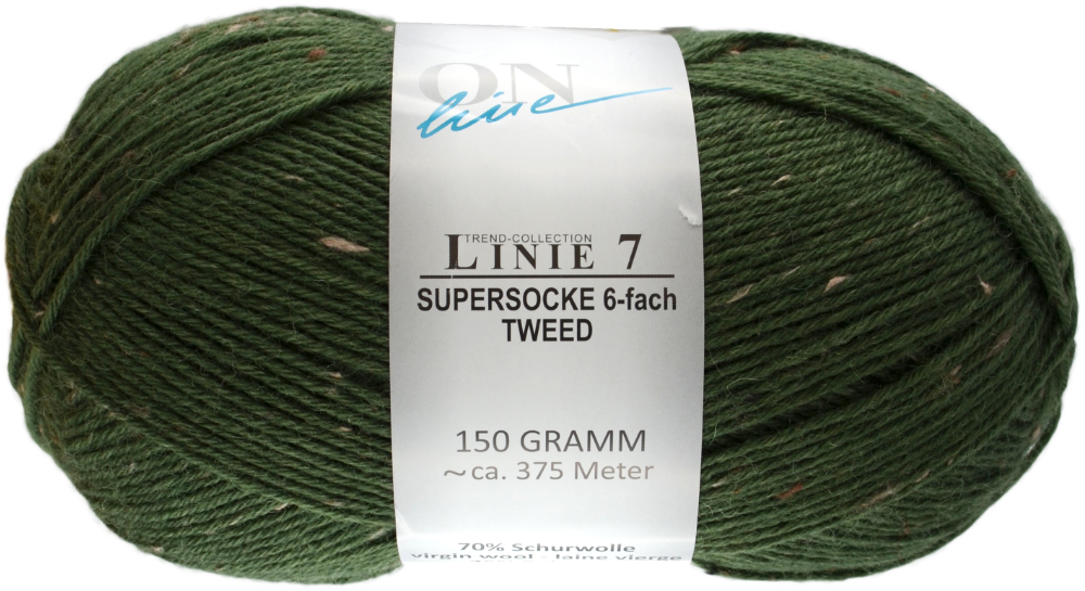 Supersocke 6-fach Linie 7 Tweed von ONline 0904 - olive/beige