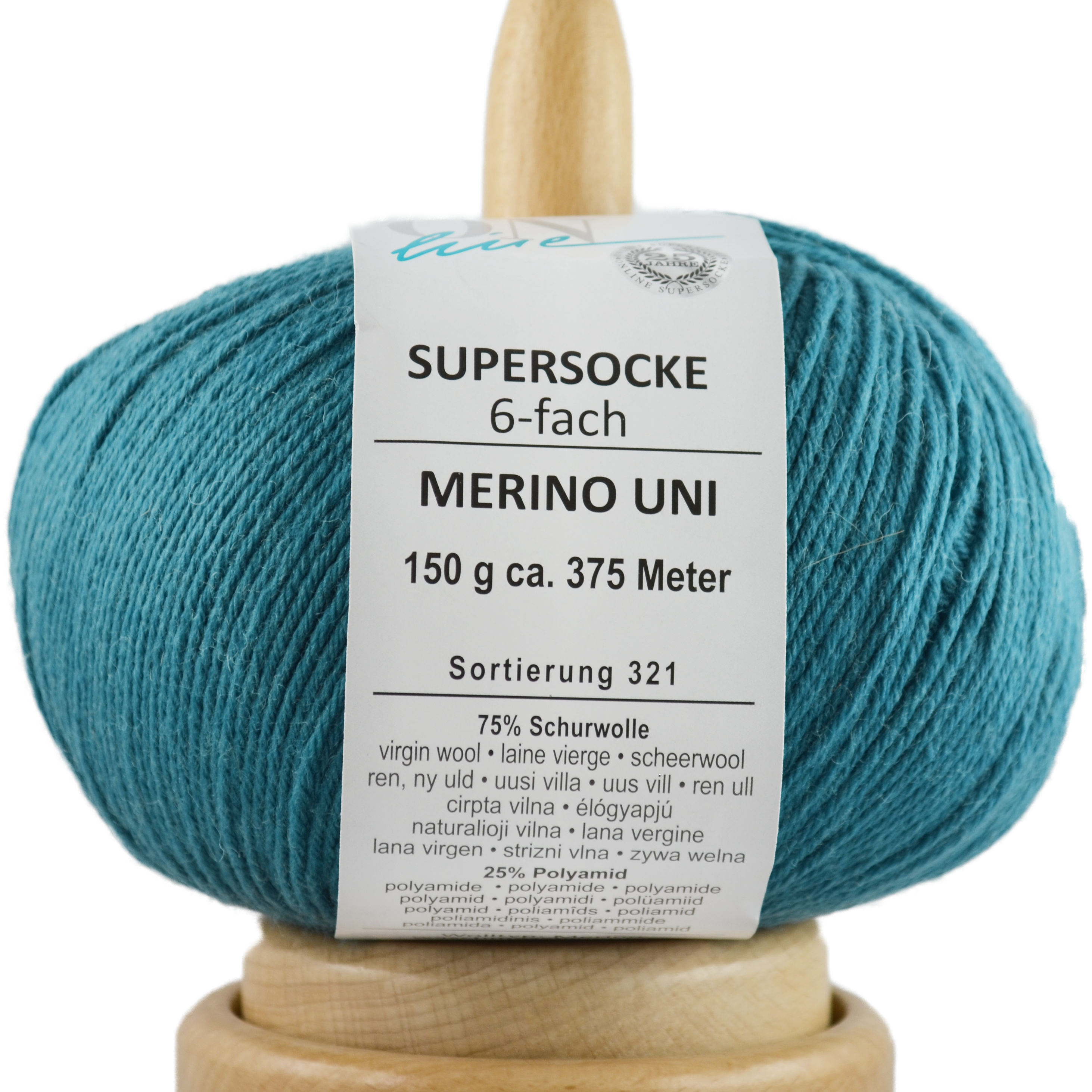 Supersocke 6-fach Merino Uni von ONline Sort. 321 - 5006 - jade