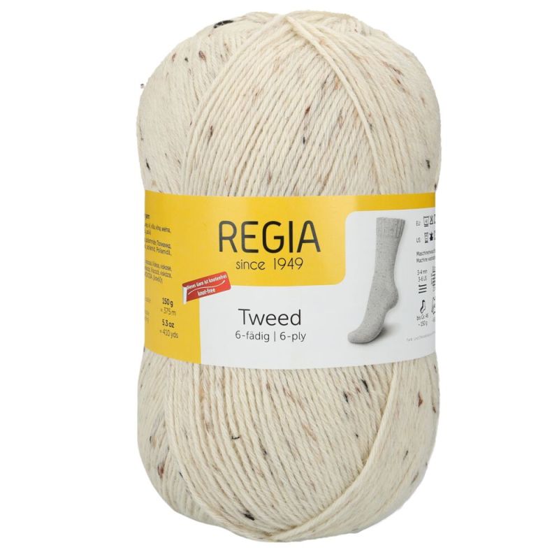 Sockenwolle Tweed 6-fach 150 g von Regia 0002 natur Sockenwolle Tweed 6-fach 150 g von Regia 0002 natur