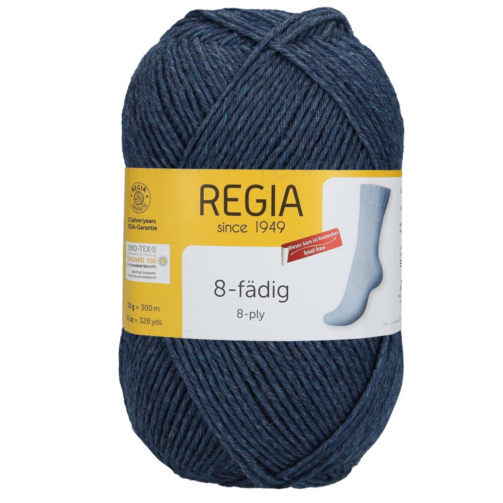 Sockenwolle Uni 8-fach 150 g von Regia 02137 jeans meliert