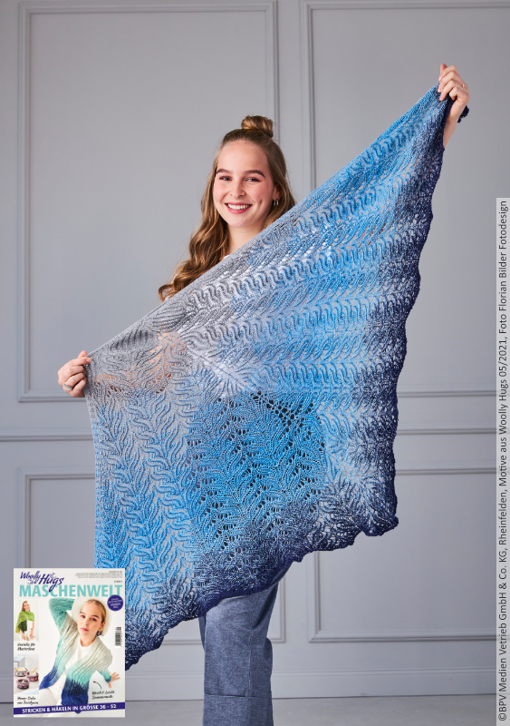 Tuch Wellenbögen | Anleitungsheft | Wolle Bobbel Merino Mix  | Stricken | Woolly Hugs